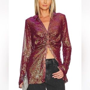 Free People Sequin Shirtee Top
